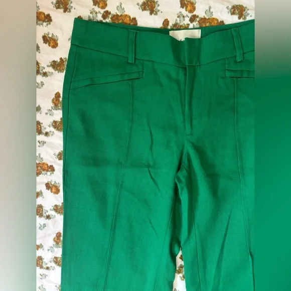 ANTHRO Elevenses the Brighton Kelly Green Linen Blend Pants Size 4 - Picture 5 of 13